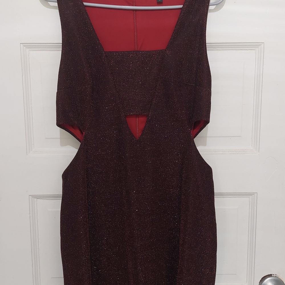 Express Sparkling Maroon Backless Dress